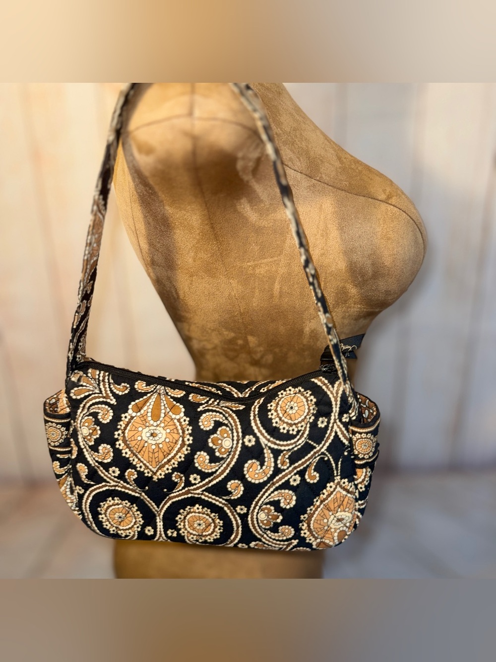 Vera Bradley Retired shoulder bag quilted "Caffe Latte" paisley pattern - Picture 5 of 9